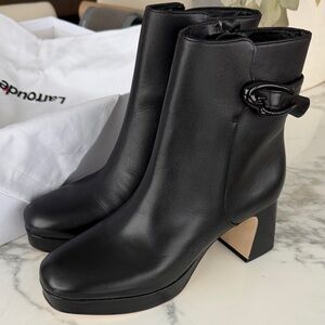 LARROUDE Dolly Verona low Black Leather Ankle Boots